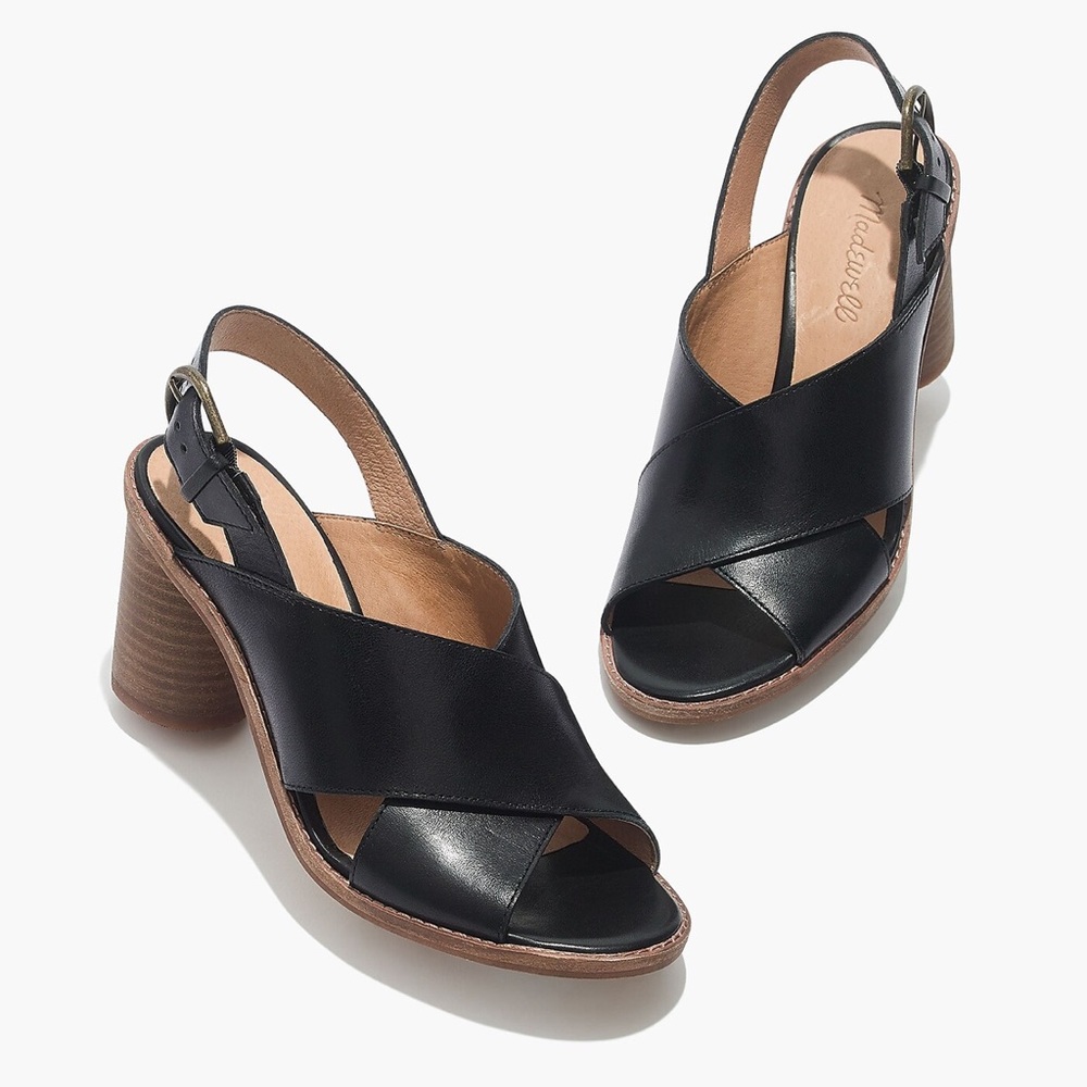 Madewell, The Ruthie Crisscross Sandal in Leather Black W8.5,excellent condition